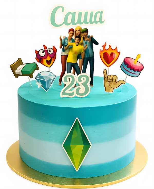 Торт на 23 года в стиле Симс4 Фото