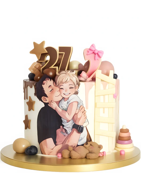 Торт на 27 лет с папой и дочкой Фото