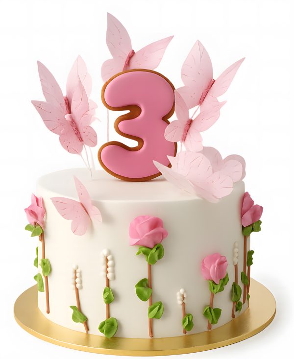 Торт с бабочками и цветами Фото