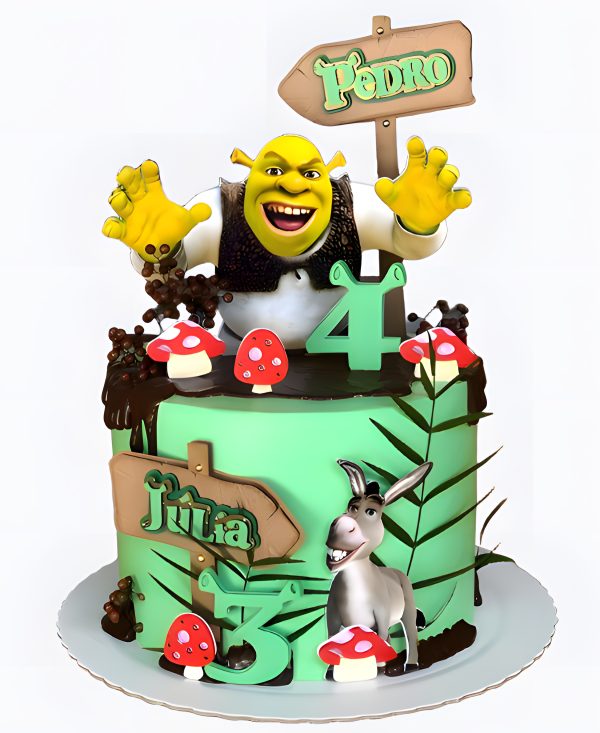 Торт с фотопечатью персонажей мультфильма Шрек Фото