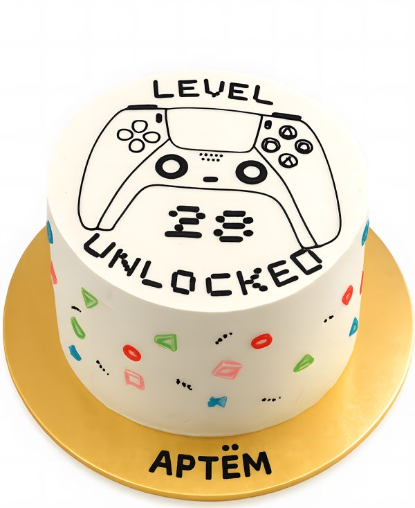 Торт с рисунком джойстика для геймера Фото