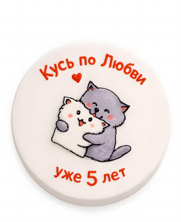 Прикольный бенто-торт с котиками на годовщину 5 лет Фото