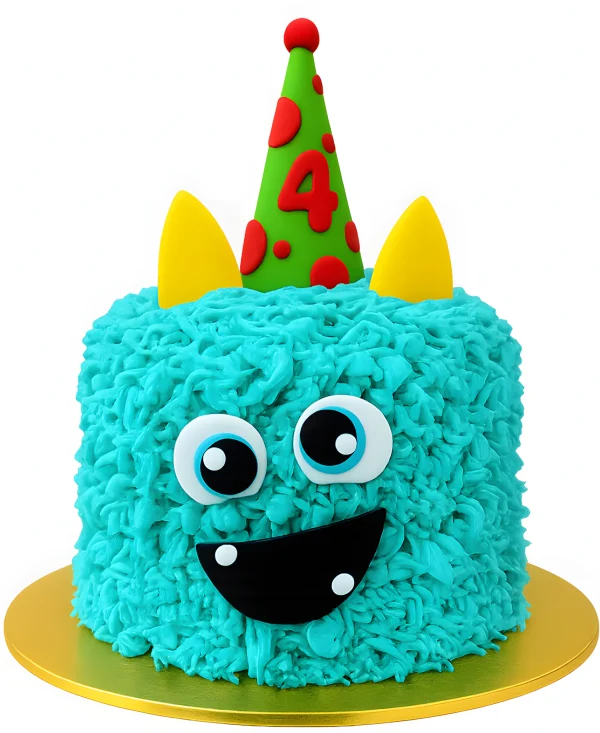 Бирюзовый торт с колпаком на 4 года Фото