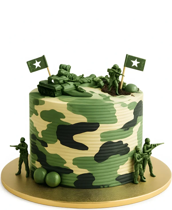 Детский торт с флагами и солдатами Фото