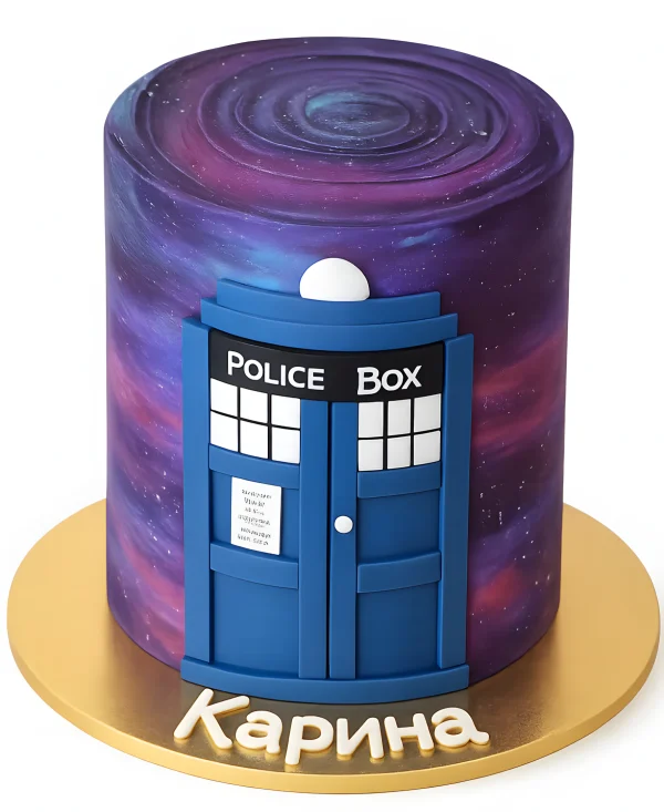Фиолетовый торт с Тардисом Фото