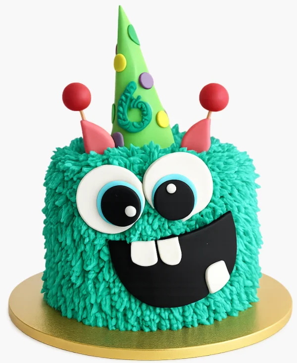 Голубой торт на день рождения с рожками Фото