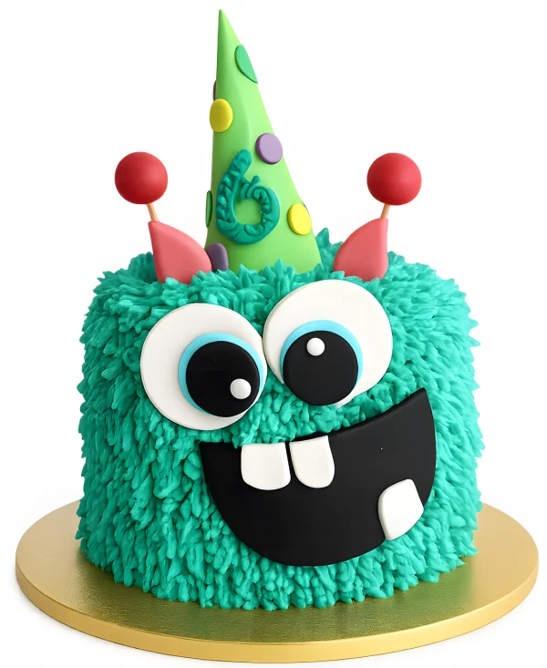 Голубой торт на день рождения с рожками Фото