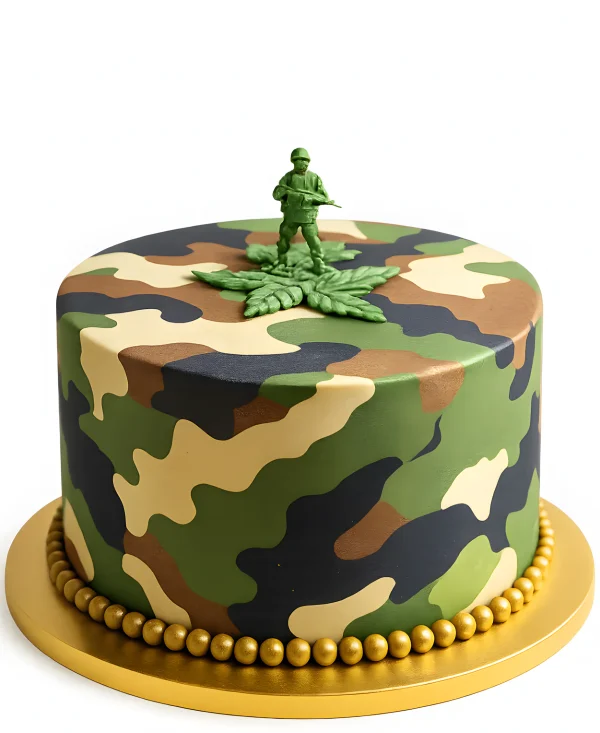 Минималистичный торт с зеленой фигуркой Фото