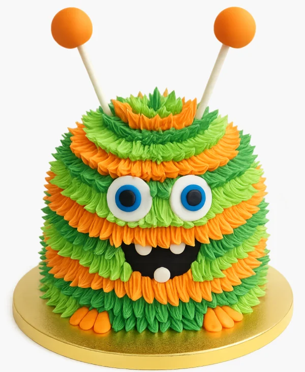 Полосатый торт в виде монстра Фото