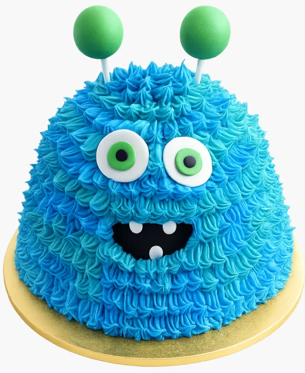 Синий торт в виде монстрика Фото