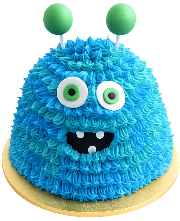 Синий торт в виде монстрика Фото