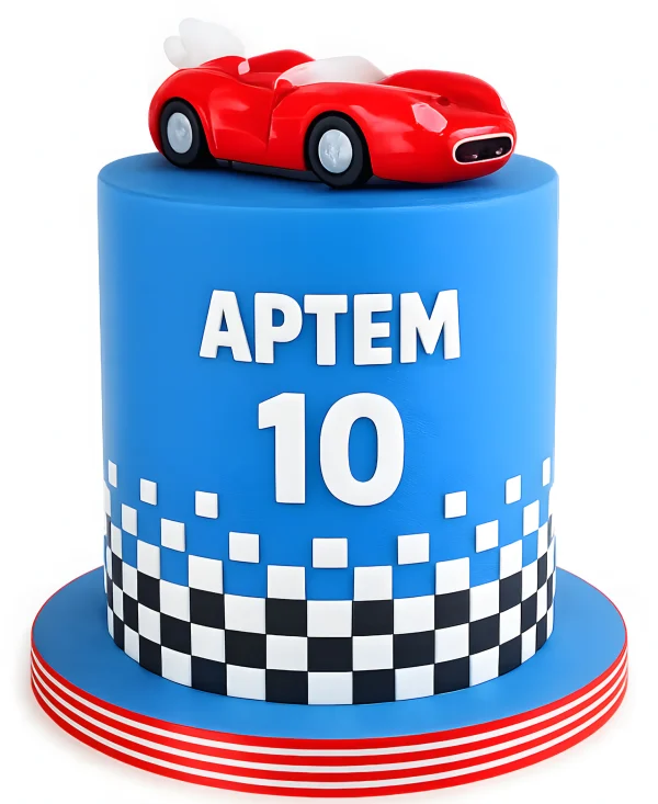 Стильный торт с красным кабриолетом Фото