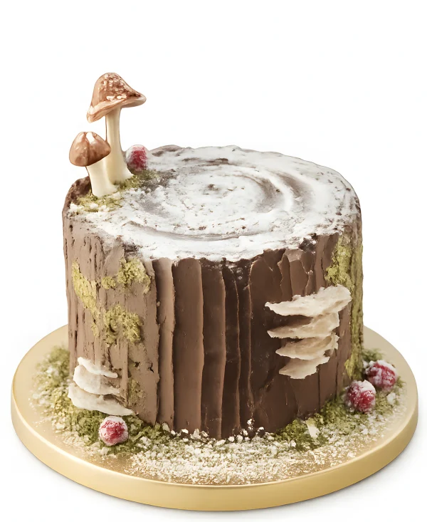 Торт в виде пня с грибами Фото