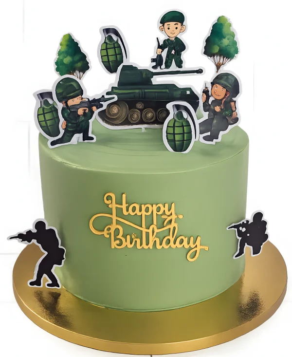 Торт с акриловым топпером и солдатиками Фото