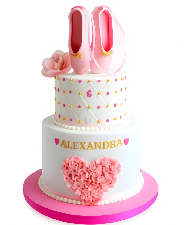 Торт балерина с пуантами и сердечком Фото