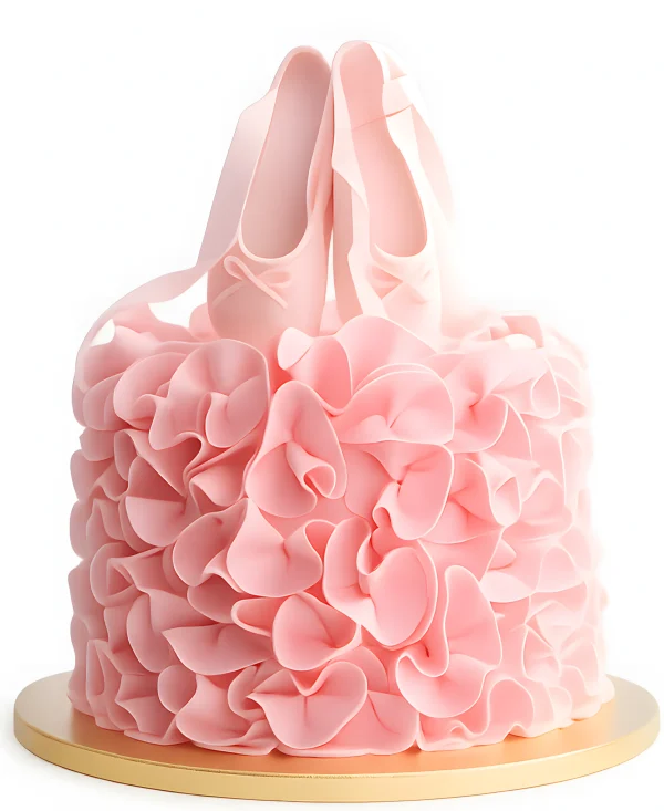 Розовый торт с пуантами для девочки-балерины Фото