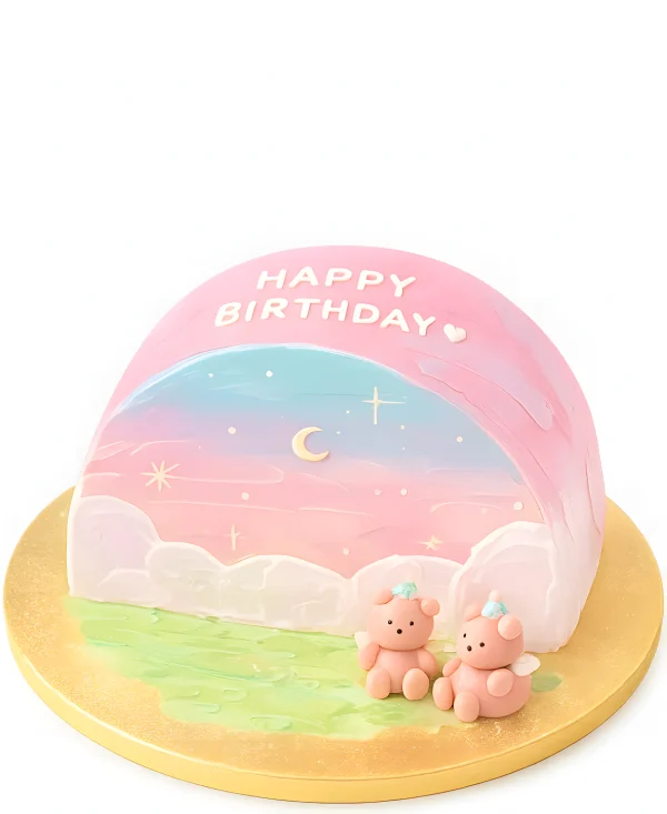 Торт с маленькими медведями и звездочками Фото