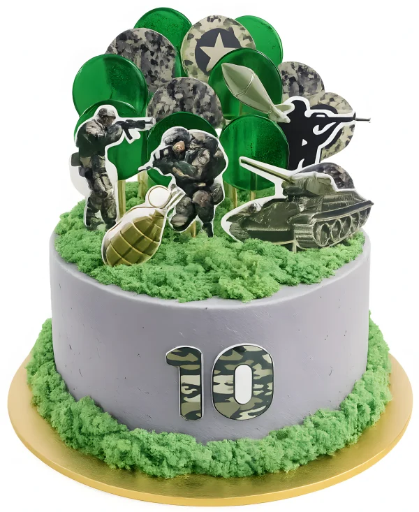 Торт с мхом и леденцами на 10 лет Фото