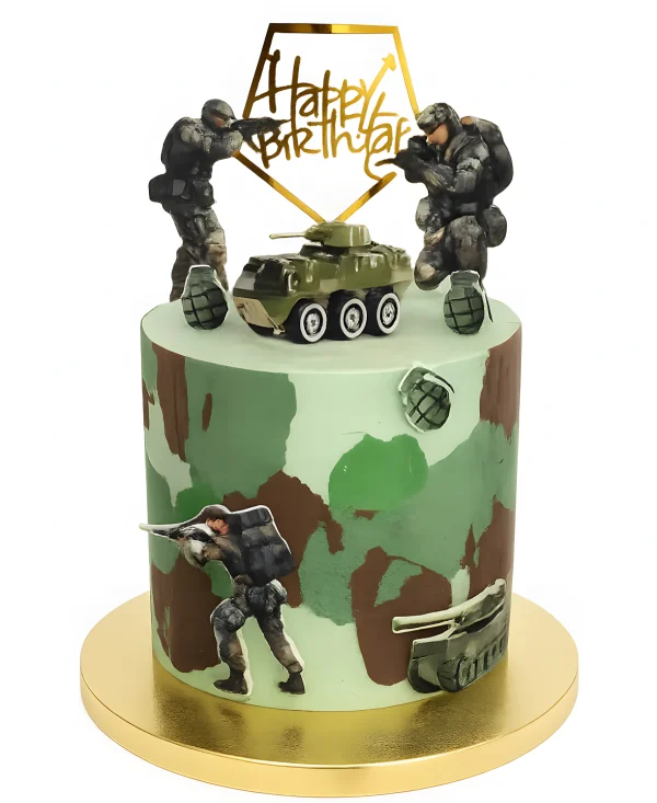 Высокий торт с фотопечатями и акриловым топпером Фото