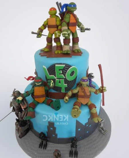 Торт синего цвета черепашки ниндзя Фото