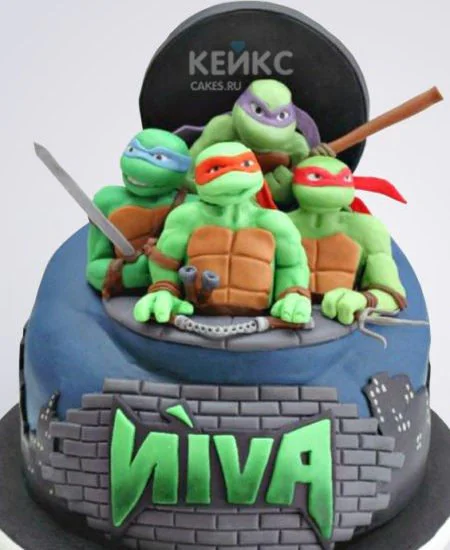 Торт черепашки ниндзя в канализационном люке Фото