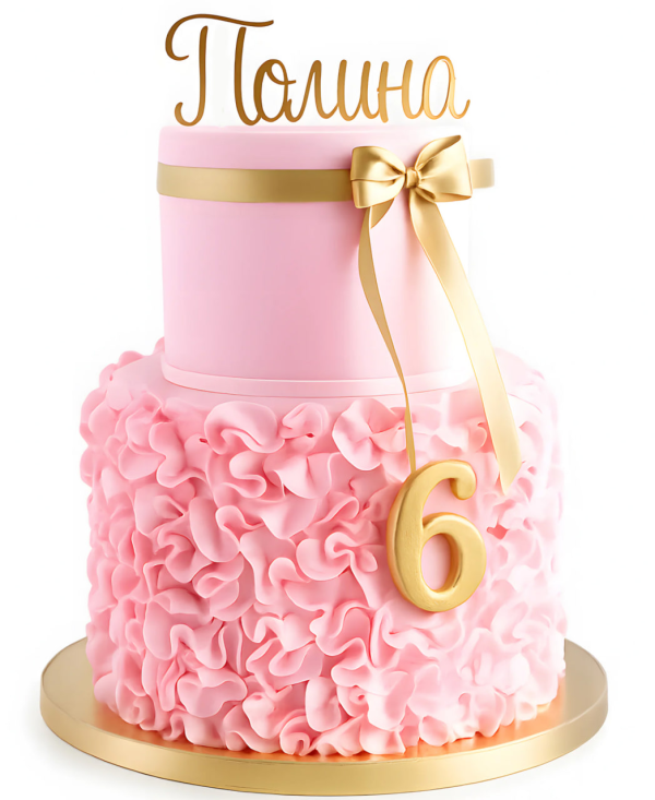 Розовый торт без мастики для девочки Фото