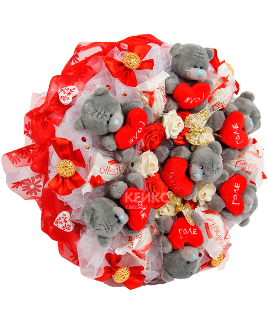 Букет из конфет с игрушками Фото