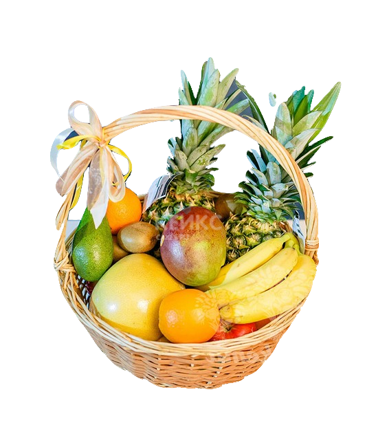 Плетеная корзина с ананасами и цитрусами Фото