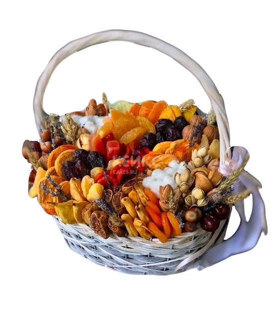 Большая корзина с сухофруктами Фото