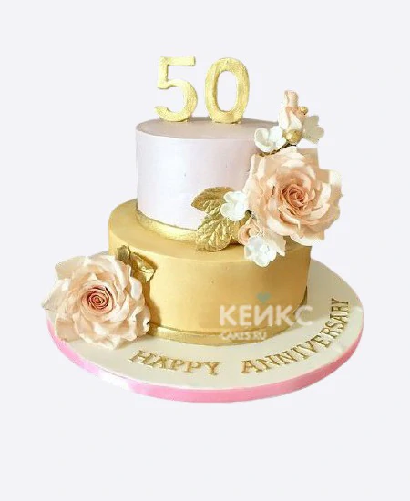 Яркий торт женщине на 50 лет с цветами из мастики Яркий торт женщине на 50 лет с цветами из мастики Фото