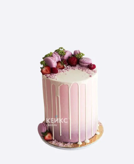 Эффектный торт девочке на 14 лет с макарон и клубникой Эффектный торт девочке на 14 лет с макарон и клубникой Фото