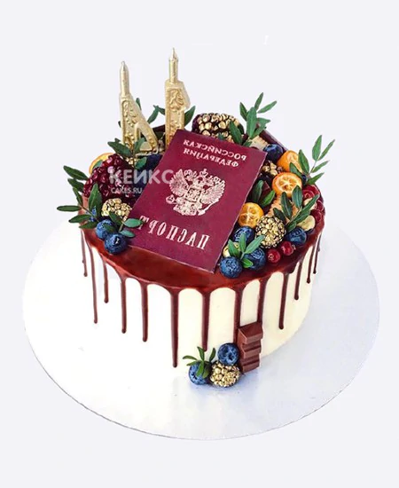 Шикарный торт на 14 лет с ягодами и паспортом Шикарный торт на 14 лет с ягодами и паспортом Фото