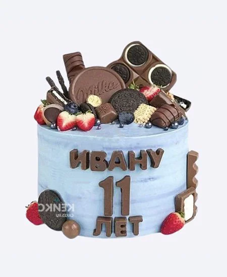 Торт мальчику на 11 лет с шоколадом и клубникой Торт мальчику на 11 лет с шоколадом и клубникой Фото