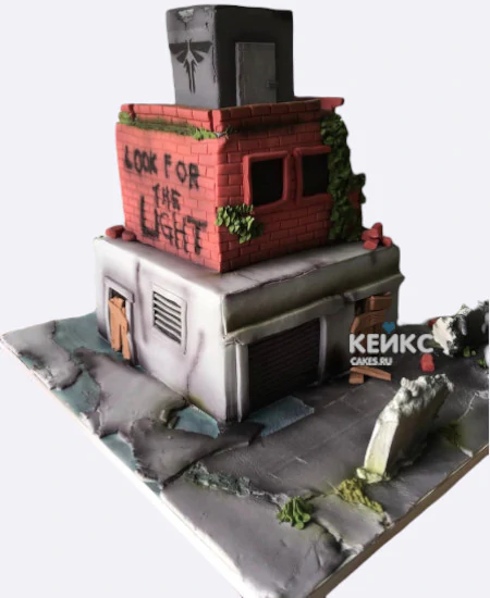 Торт в форме здания из сериала The last of us Торт в форме здания из сериала The last of us Фото