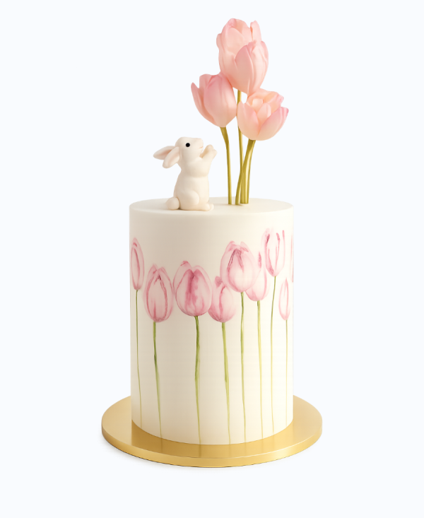 Бенто-торт с тюльпанами из крема Фото