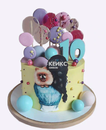 Торт со шпицем и картинкой девочки Торт со шпицем и картинкой девочки Фото