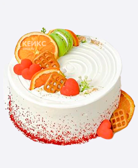 Торт с фруктами сердечками и посыпкой Торт с фруктами сердечками и посыпкой Фото