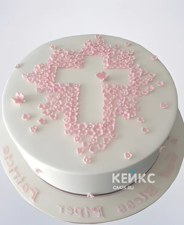 Торт на крестины девочки без мастики Торт на крестины девочки без мастики Фото