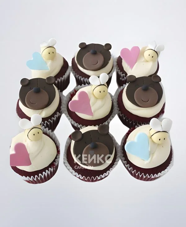 Капкейки с мишками из мастики Фото