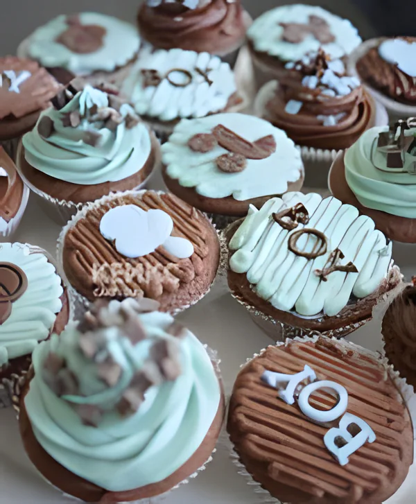Шоколадно-мятные капкейки на рождение Фото