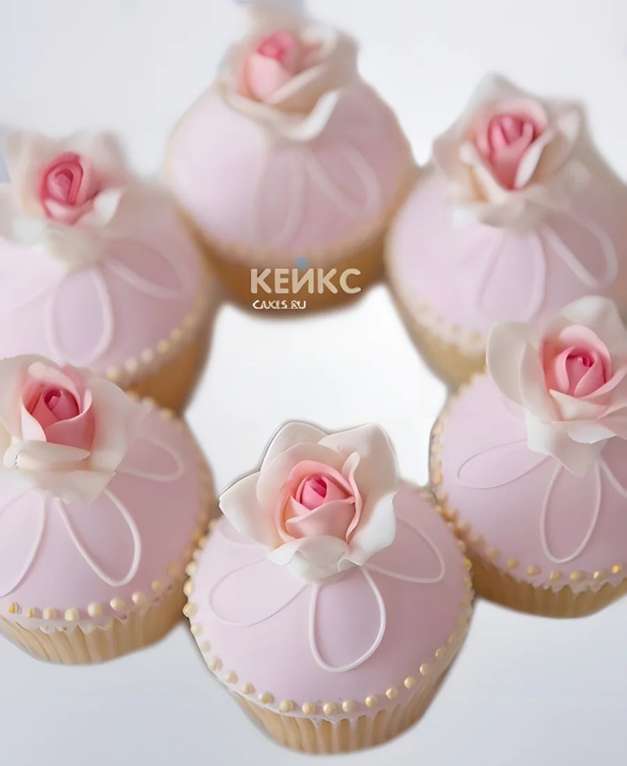 Розовые капкейки с цветами Розовые капкейки с цветами Фото