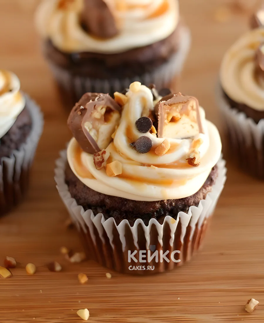 Капкейк сникерс с солёной карамелью Капкейк сникерс с солёной карамелью Фото