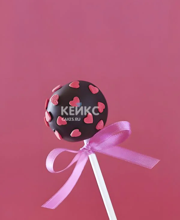 Капкейки кейк попсы с розовыми сердечками Фото