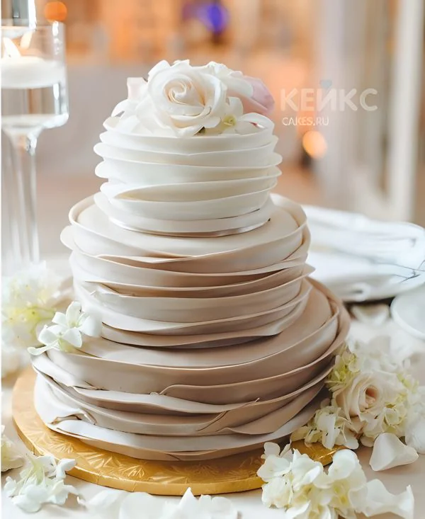 Свадебный торт омбре бело-коричневый Свадебный торт омбре бело-коричневый Фото