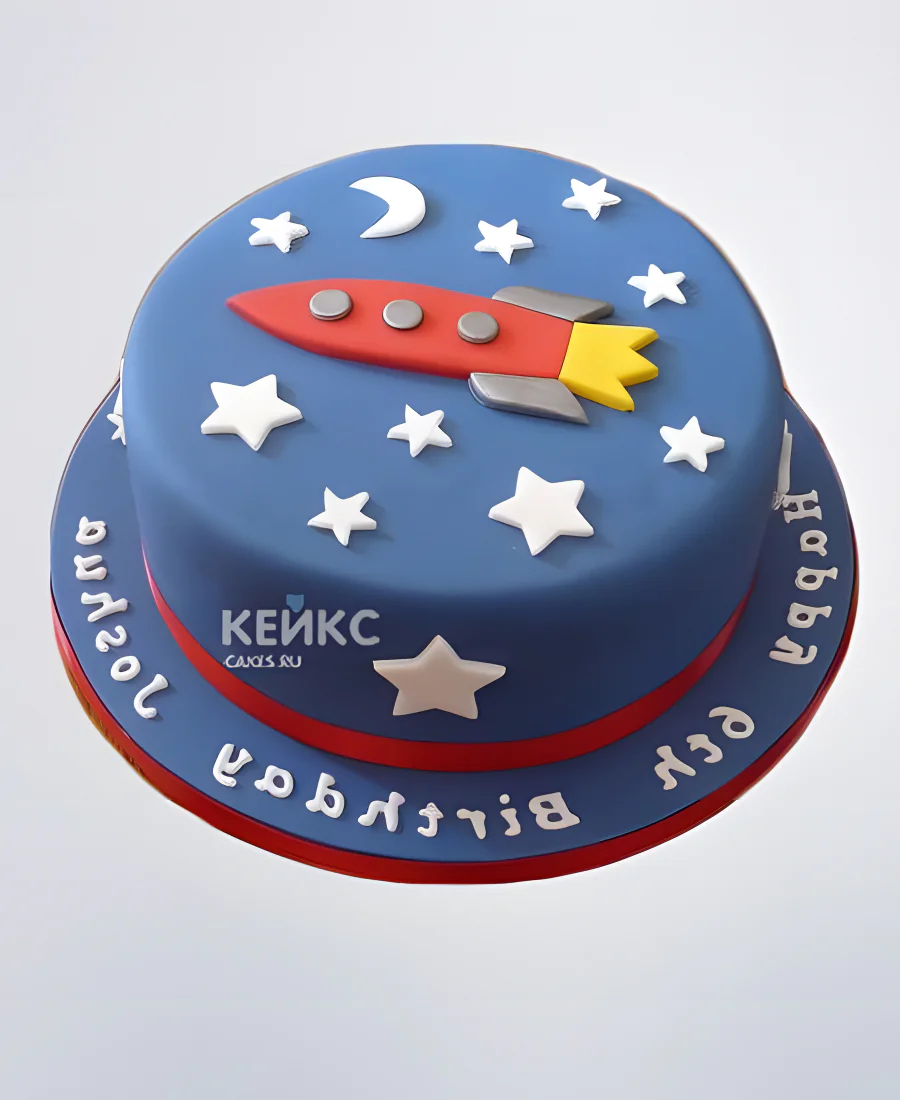 Торт красная ракета с луной и звездами Торт красная ракета с луной и звездами Фото