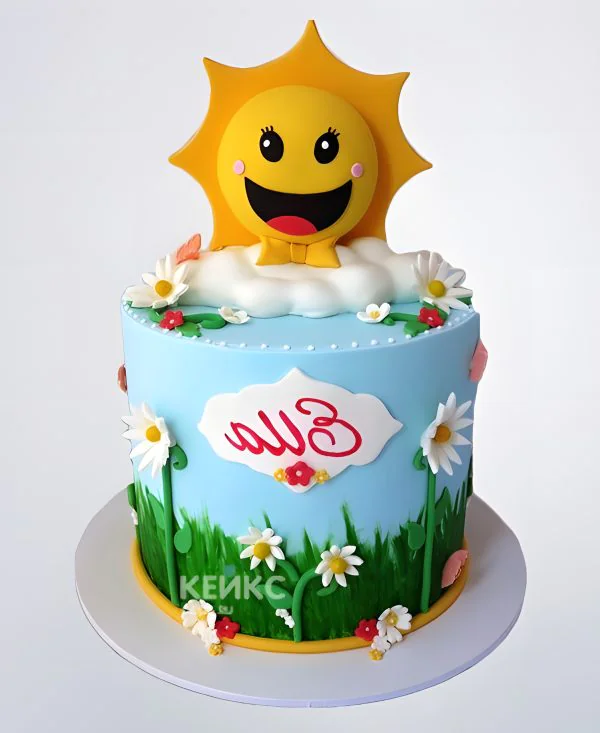 Торт солнышко с ромашками и божьими коровками Торт солнышко с ромашками и божьими коровками Фото