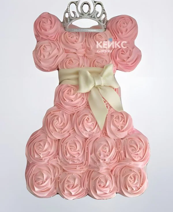 Торт из капкейков розовое платье Фото