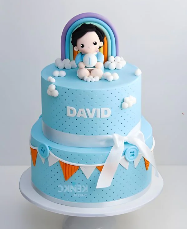 Голубой торт на годик мальчику (с мастикой) Голубой торт на годик мальчику (с мастикой) Фото