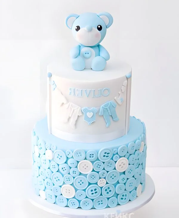 Голубой торт с медвежонком на 1 год мальчику Голубой торт с медвежонком на 1 год мальчику Фото