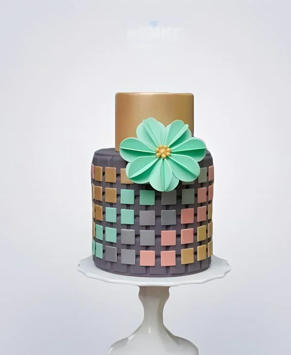 Разноцветный торт с цветком на корпоратив Разноцветный торт с цветком на корпоратив Фото